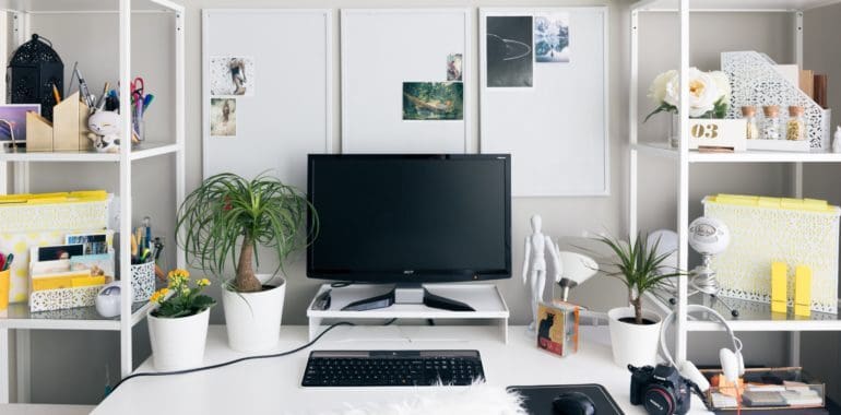 desktop computer in a clean white office