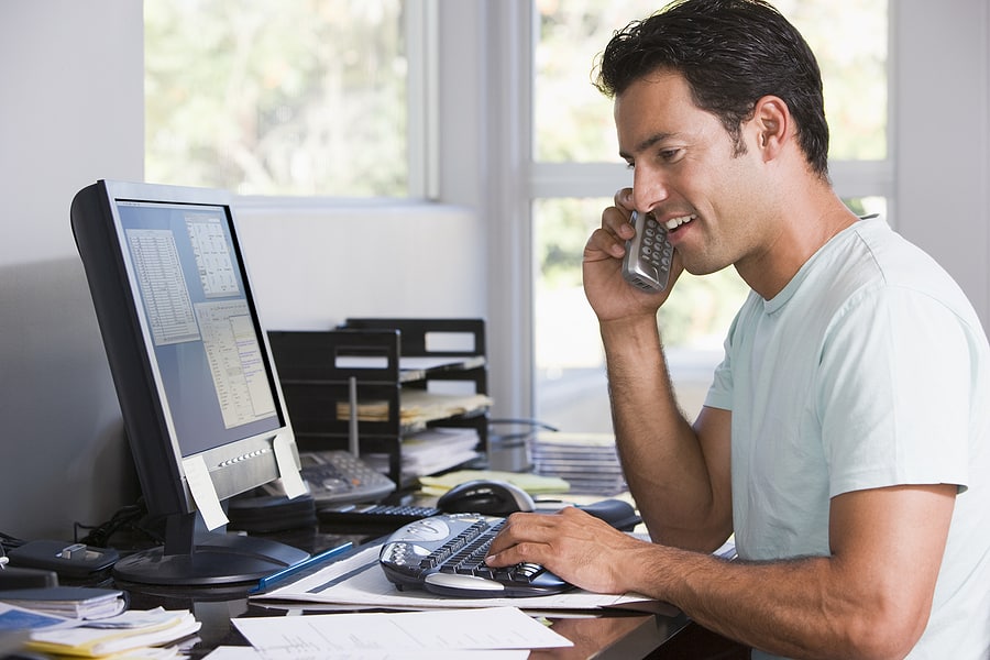 man working from home