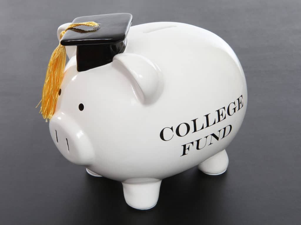 Piggy bank labeled college fund