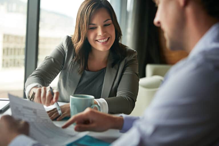 accountant helping client