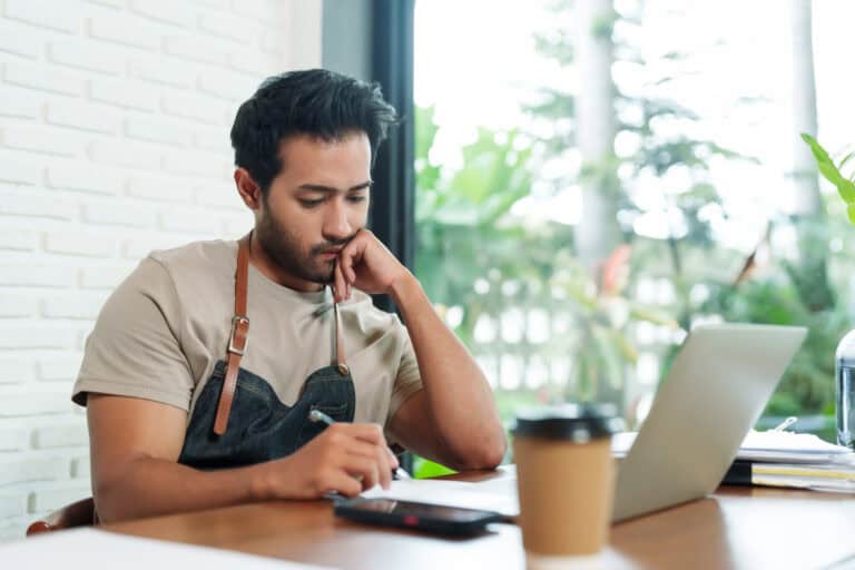 Person working at a desk.